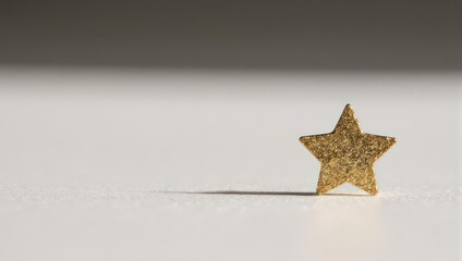 Single golden glitter star casting a long shadow on a minimalist background.