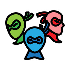 Ninja Group Vector Filled Icon Design