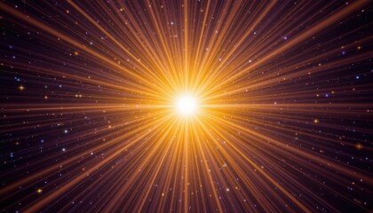 Naklejka premium Radiant Burst of Light Emitting Particles in a Cosmic Atmosphere with Vibrant Energy Effects