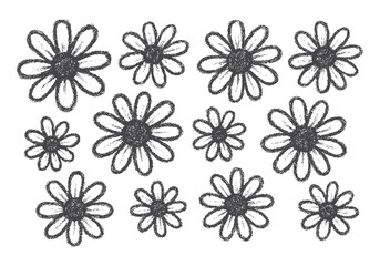 Charming Hand-Drawn Daisy Flowers Collection and Charming Hand-Drawn Daisy Flowers Collection – Vintage Floral Line Art Set