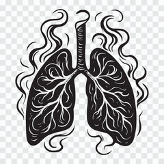 Distressed Human Lungs with Smoke Illustration Hand-Drawn Lung Anatomy Clipart Collection Engraved Lungs Illustration Set for Medical Designs
