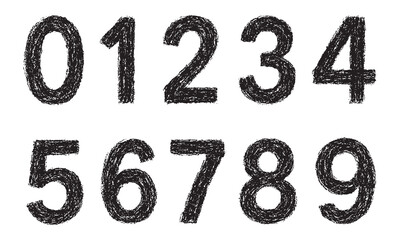 Hand-Drawn Chalk Style Numeric Digits 0-9 with Hand-Drawn Chalk Style Numbers 0–9 – Chalkboard Numeric Vector Set