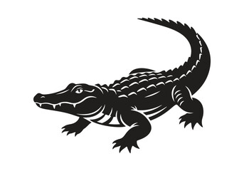 Fototapeta premium Alligator in silhouette isolated on