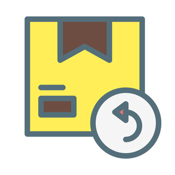 product return. This is a vector single icon with a filled outline style. Suitable for any purpose, such as website design, mobile app design, logo design, pattern design, etc.	