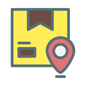 route delivery product. This is a vector single icon with a filled outline style. Suitable for any purpose, such as website design, mobile app design, logo design, pattern design, etc.	