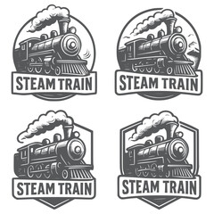 Vintage Steam Train Badges Collection Vintage Railroad Label Pack – Old Tracks Logo Designs
