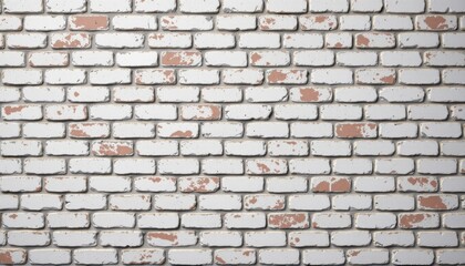 Naklejka premium Weathered White Brick Wall with Distressed Texture and Rustic Appeal in Urban Environment