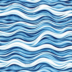 Abstract Pattern of Flowing Blue Waves with Varying Shades Creating a Tranquil Ocean Atmosphere