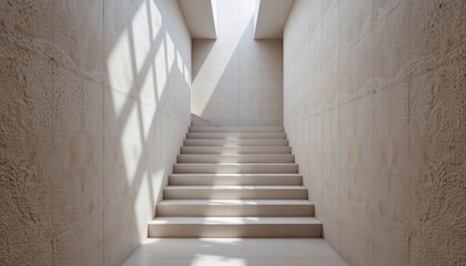 Minimalist Concrete Staircase Bathed in Natural Light with Soft Shadows in Modern Architecture
