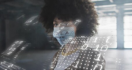 Woman turning toward camera after digital overlay sweeping across frame, engaging augmented reality - Powered by Adobe