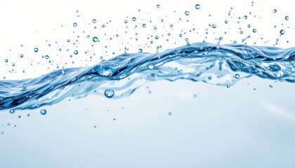 Dynamic Water Wave Creating Bubbles Against A Clear Light Background