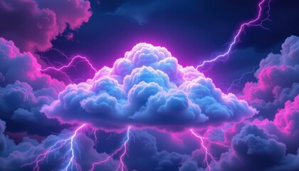 Dramatic Purple Lightning Illuminating Clouds in a Striking Night Sky