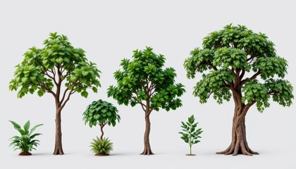 Diverse Collection of Trees Showing Varied Growth Stages in a Natural Environment