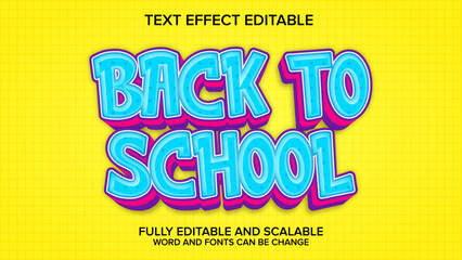 back to school cartoon style text effect editable
