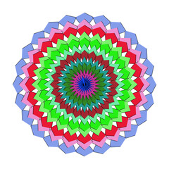 Smoke vibrant geometric mandala isolated on with radial symmetry