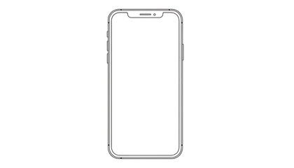 Smartphone outline on black background minimalist mobile device illustration