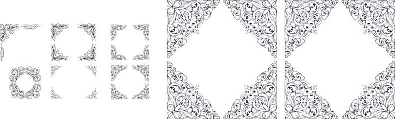 Floral Mandala Corner Ornament Design Illustration