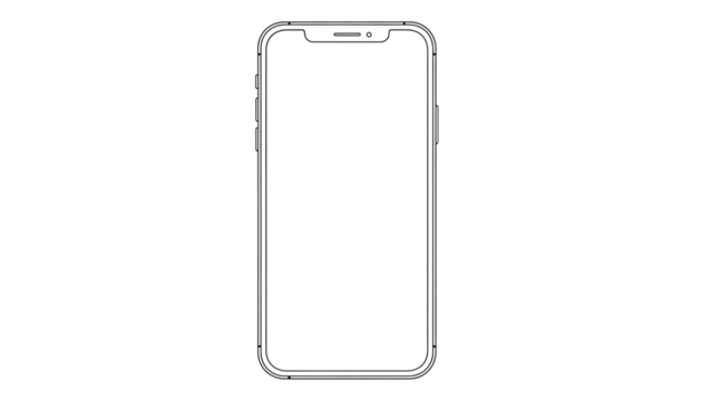 Smartphone outline on black background minimalist mobile device illustration