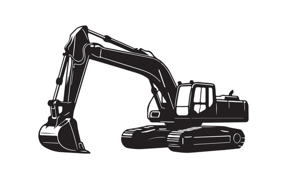 excavator shadow design. sign and symbol for heavy machinery

