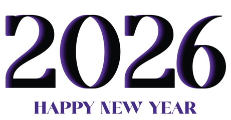 Elegant 2026 happy new year greeting card on white background