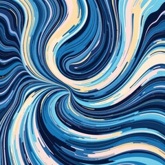 Abstract Swirling Pattern of Blue and Cream Colors Creating a Dynamic Visual Effect