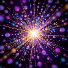 Abstract Colorful Burst of Light Particles Creating a Radiant Explosion in Cosmic Space