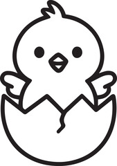 An adorable, newly hatched chick emerges from its egg. The simplicity of the graphic adds charm, symbolizing new beginnings, fresh starts, and the wonders of life.