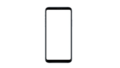 Smartphone with blank white screen on black background for app mockup or advertisement