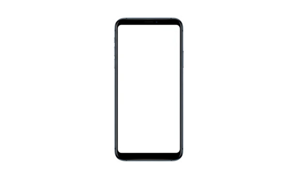 Smartphone with blank white screen on black background for app mockup or advertisement