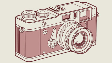 Vintage Camera Line Art Illustration Retro Photography Equipment Classic Analog Device Creative Design Element Web Graphic Media Icon Nostalgia Aesthetic