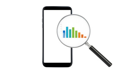 Analyzing data on a mobile phone with a magnifying glass