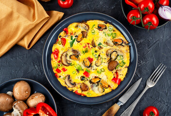 Omelet with mussels.