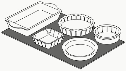 Assorted Baking Pans and Bakeware for Home Kitchen Cooking and Delicious Dessert Recipes