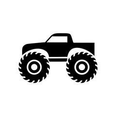 Simple black monster truck silhouette on transparent background
