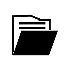 Black folder icon with white documents on transparent background silhouette
