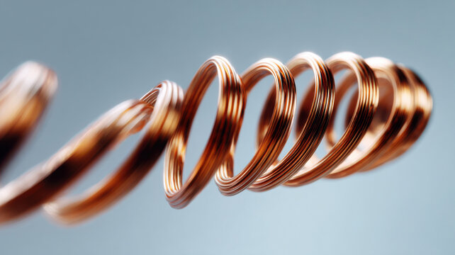 A copper wire coil with a smooth surface, demonstrating flexibility and shape