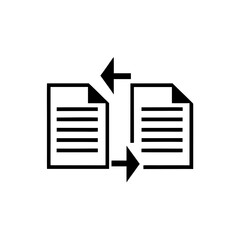 Document exchange with arrows pointing on transparent background silhouette