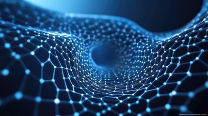 The atomic structure of a superconductor, a perfect crystal lattice, with electrons flowing through it frictionlessly, visualized as smooth streams of blue light, scientific accuracy, photorealistic.