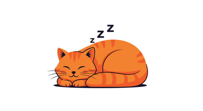 A charming orange tabby cat is curled up in a peaceful sleep, exhibiting a serene and contented expression with gentle zzz's floating above it.