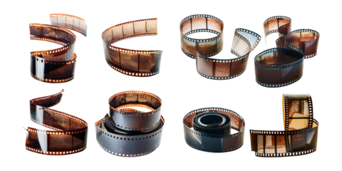 Vintage Film Rolls Collection, set collection, mega bundle, isolated on transparent background