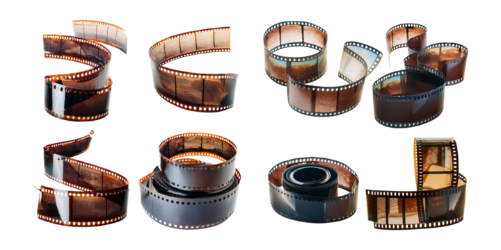 Vintage Film Rolls Collection, set collection, mega bundle, isolated on transparent background - Powered by Adobe