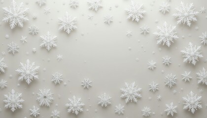 White Snowflakes Scattered on a Light Background winter