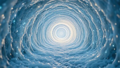 Swirling Ice Tunnel with Glowing Center vortex abstract