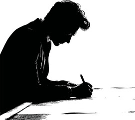 studying man silhouette illustration