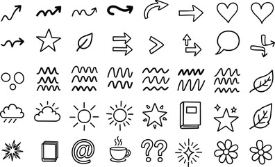 Hand drawn doodle icons and symbols set isolated on white