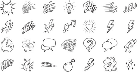 Obraz premium set of hand drawn sketch icons