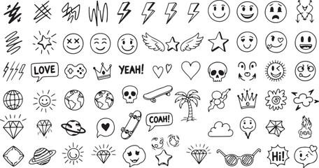 Fototapeta premium hand drawn icon vector set 