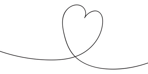 One line drawing heart. Love sign in continuous one line drawing. Minimalistic modern line art. Vector illustration.