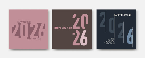 Modern and stylish New Year greeting cards featuring years 2026 and 2024, conveying sense of celebration and optimism for future
