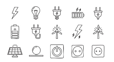 Collection of renewable energy symbols showcasing sustainability and ecological awareness